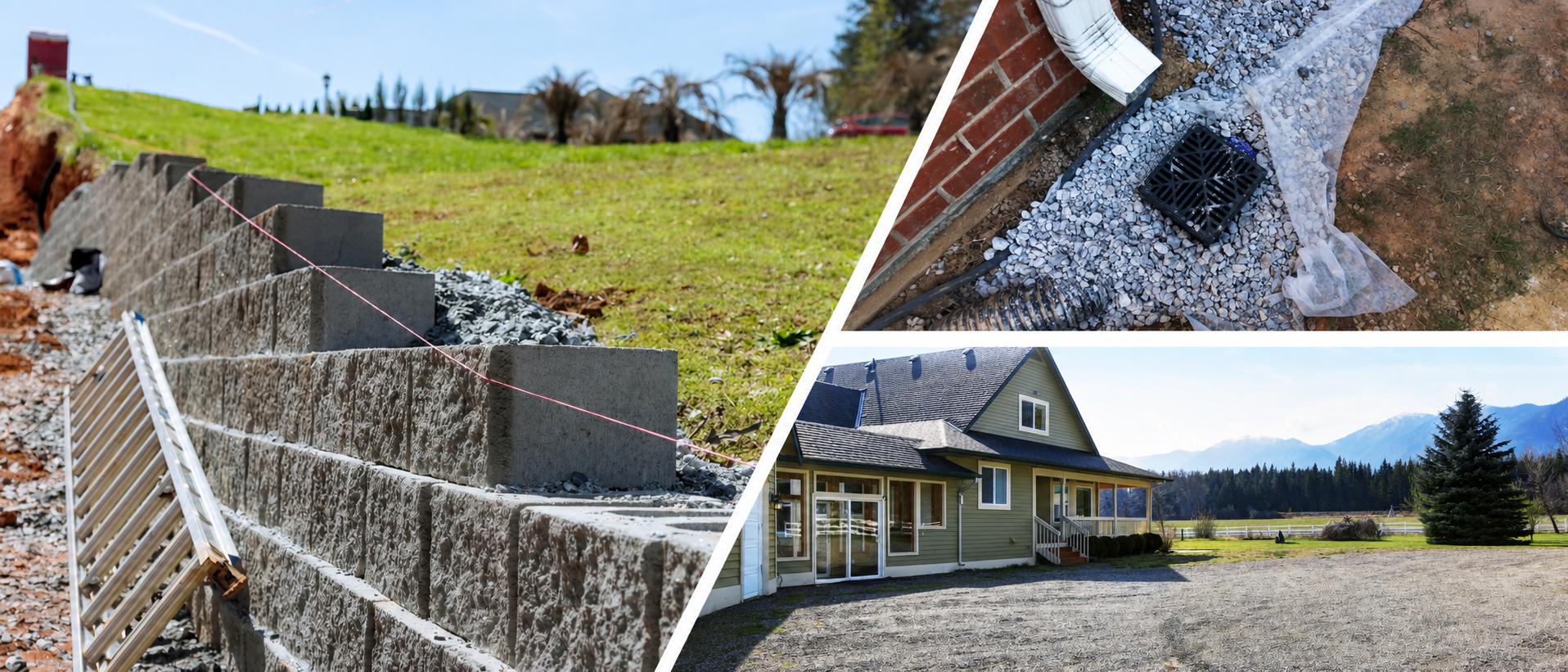 Residential retaining wall, drainage and gravel driveway services in Campbell River